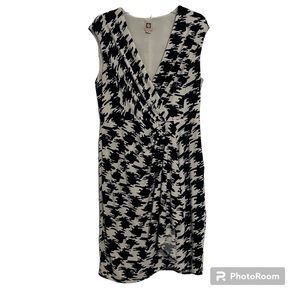 Anne Klein size 14 faux wrap dress hounds tooth